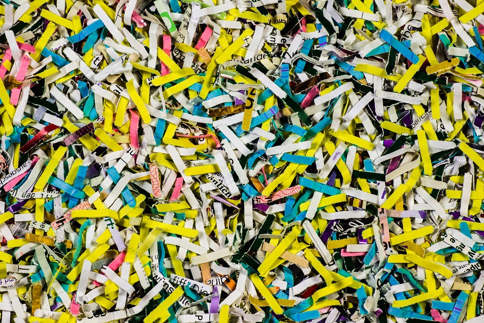 colored shredded paper